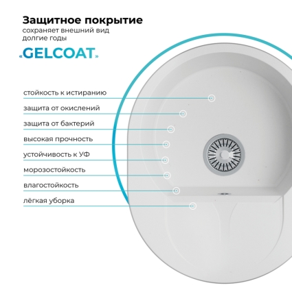 Мойка кухонная POLYGRAN ATOL 620 (белый хлопок №36)
